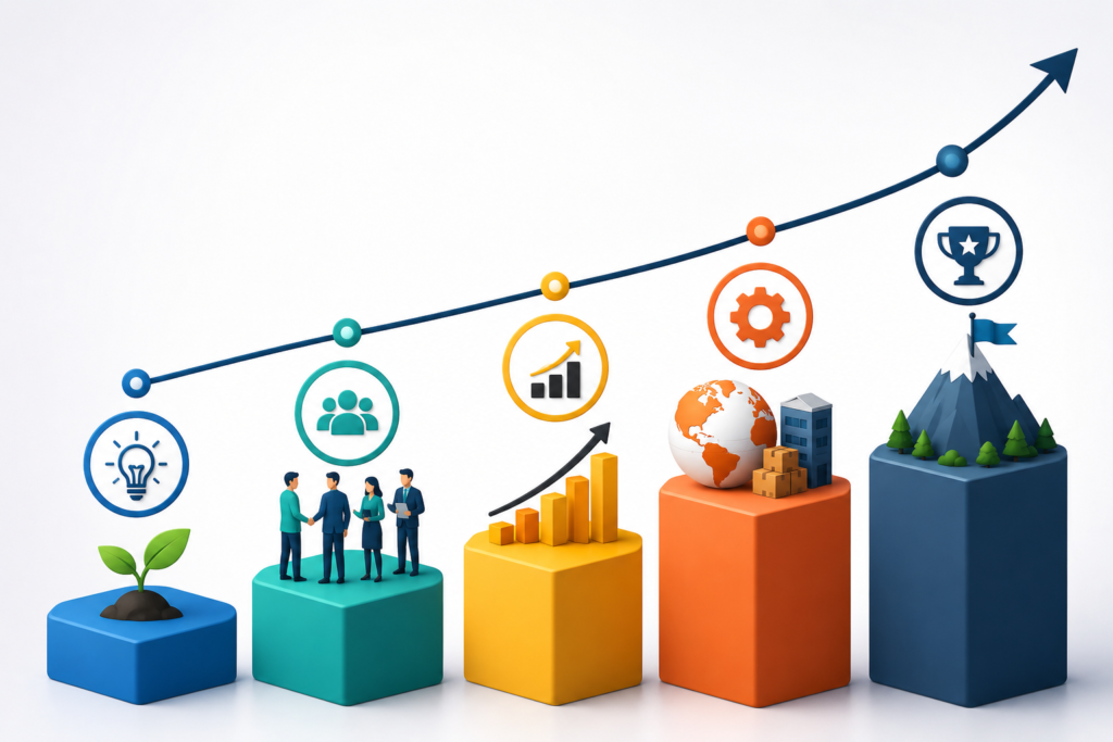 Business Growth Stages Explained: How Companies Scale from Startup to Sustainable Success